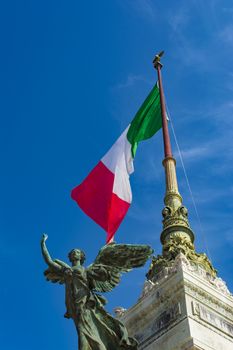 View of the national monument a Vittorio Emanuele II, Piazza Venezia in Rome, Italy.