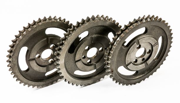 Antique automotive double roller cast iron timing gears