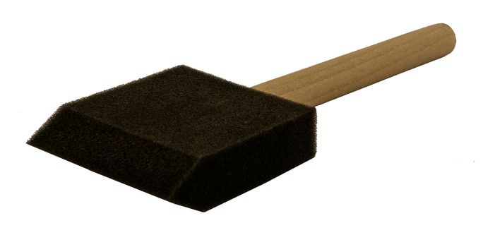 Foam brush with wooden handle on side