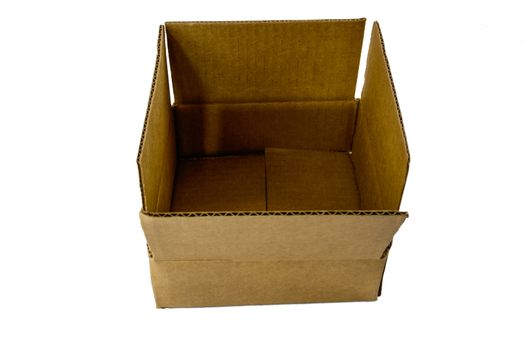 Open corrugated cardboard box showing the interior on a white background.