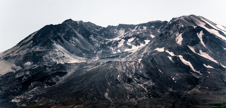 Mount St. Helens burnt blasted front with expanding lava dome