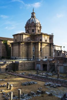 Santi Luca e Martina Church located between the Roman Forum and the Forum of Caesar Rome, Italy.