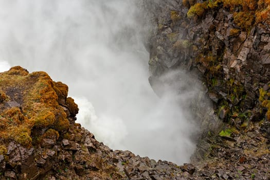 Closeup of canyon in Gullfoss waterfall, Iceland