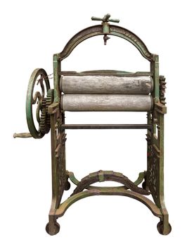 Isolated Vintage Laundry Mangle (Press) With Clipping Path On White Background
