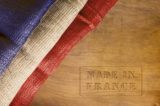 Made in France - poster with the national flag of France.