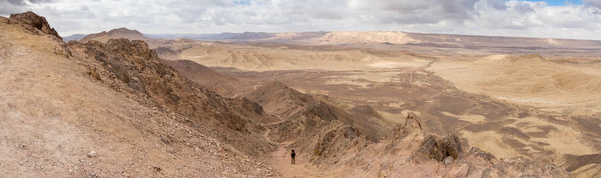 View of ramon crater desert of southern israel during hiking