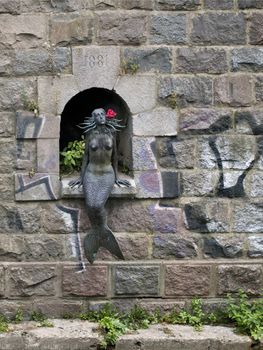 Statue of a mermaid, art district in Vilnius, Lithuania
