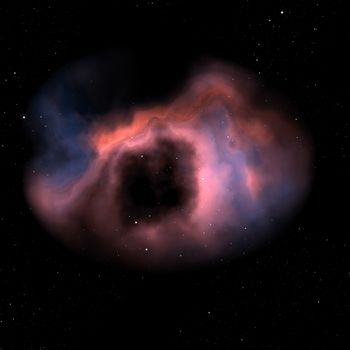 Illustration of a orange nebula in space