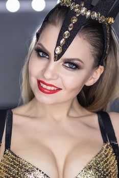 lifestyle, people and emotional concept: young woman in crown.
