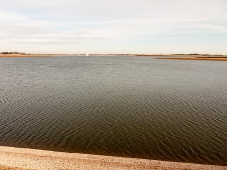open bay of water surface sea ripple summer spring landscape; essex; england; uk
