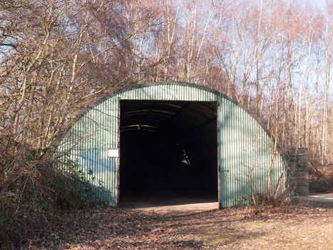 old unused bunker door way shed outside land; essex; england; uk