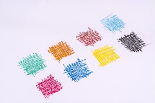 small colored rectangles made with wax crayons