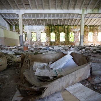 ruins of a very heavily polluted industrial factory, industrial series