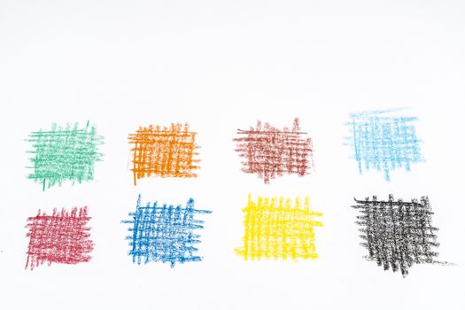 small colored rectangles made with wax crayons