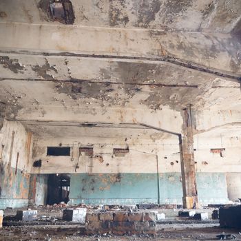 ruins of a very heavily polluted industrial factory, industrial series