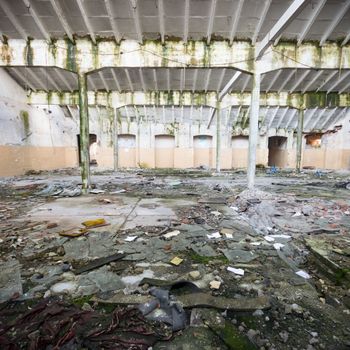 ruins of a very heavily polluted industrial factory, industrial series