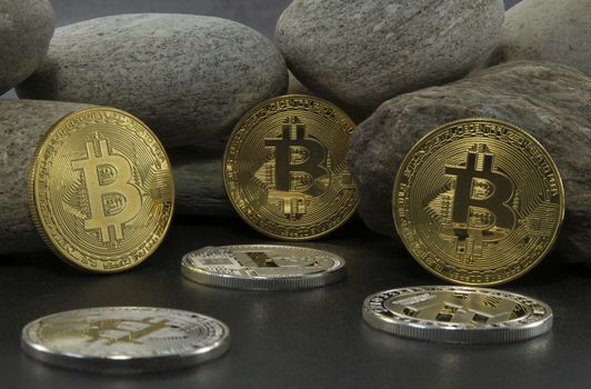strong bitcoins golden coins , solid as a rock