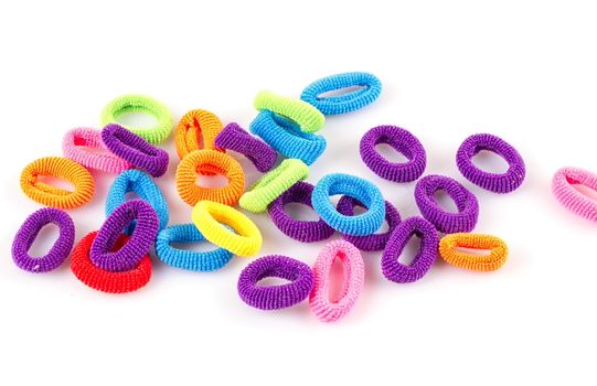 Hair elastic bands isolated on the white background