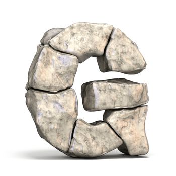 Stone font letter G 3D render illustration isolated on white background