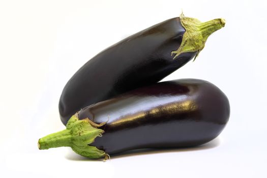 Two ripe eggplant isolated on white