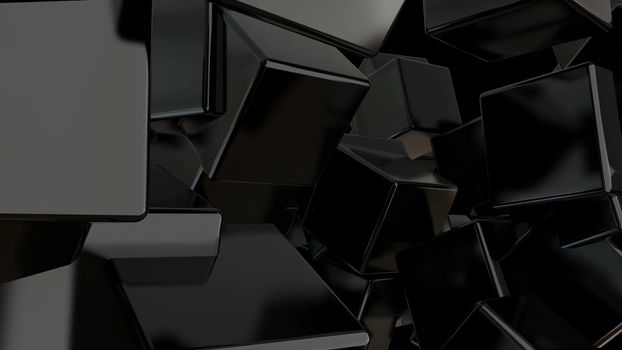 Abstract black cubes background. 3d rendering digital backdrop