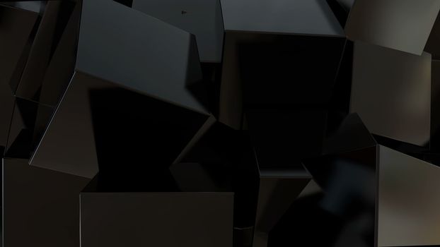 Abstract black cubes background. 3d rendering digital backdrop