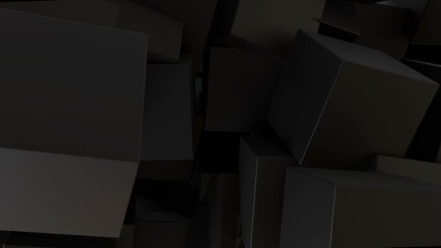 Abstract black cubes background. 3d rendering digital backdrop