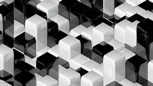 Abstract geometric back and white cubes, optical Illusion, modern computer generated 3D rendering backdrop