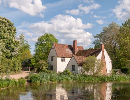 Willy lott's cottage flatford mill east bergholt dedham spring; essex; england; uk