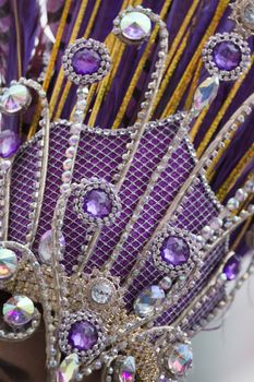 Close up of intricate details on female Carnival costume.