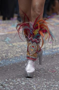 Legs of a colorful Carnival (Carnaval) Parade festival female participant