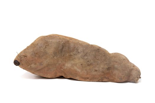 Close view of a sweet potato isolated on a white background