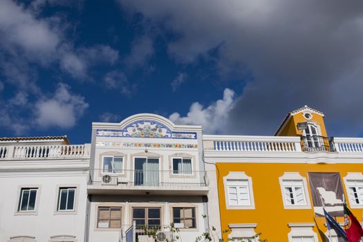 Outdoor view of the main architecture style of buildins in Loule city, Portugal.