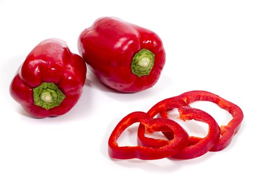 red bell peppers isolated on a white background.