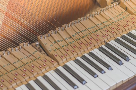 Old piano Broken parts musical instrument