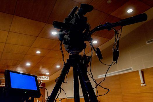 video camera in a consert little before the show begins