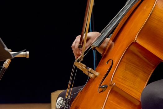 young woman plays cello