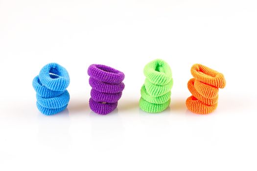 Hair elastic bands isolated on the white background