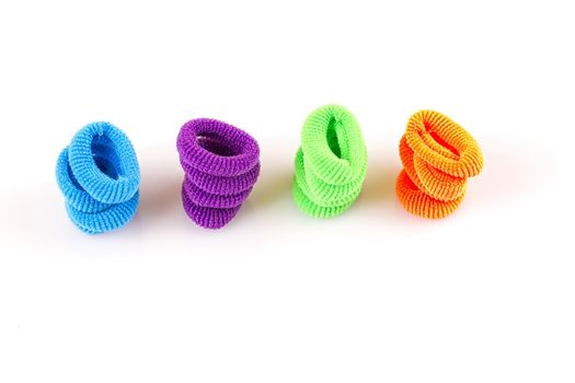 Hair elastic bands isolated on the white background