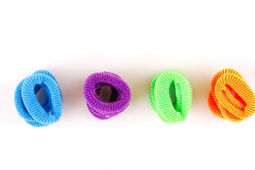 Hair elastic bands isolated on the white background