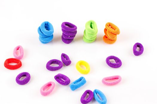 Hair elastic bands isolated on the white background