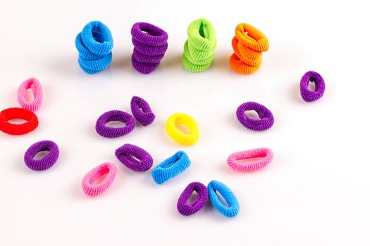 Hair elastic bands isolated on the white background