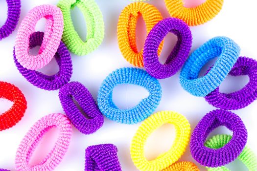 Hair elastic bands isolated on the white background