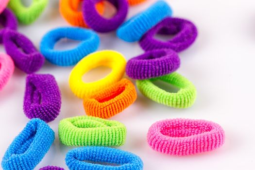 Hair elastic bands isolated on the white background