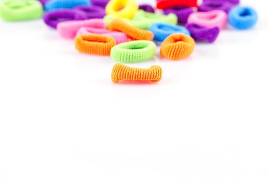 Hair elastic bands isolated on the white background