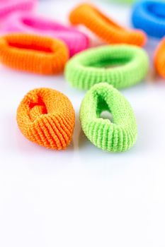 Hair elastic bands isolated on the white background