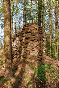 Old ruins of an unknown castle deep in the woods