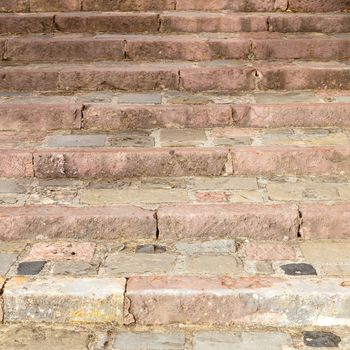 detail of ancient medieval stairs in ancient stone