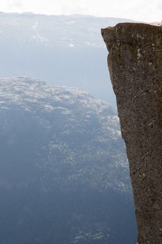 The Preikestolen Cliff in fjord Lysefjord, 604 meter above sea level