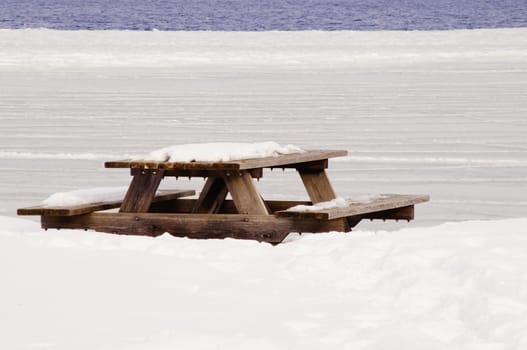 Bench in wintertime